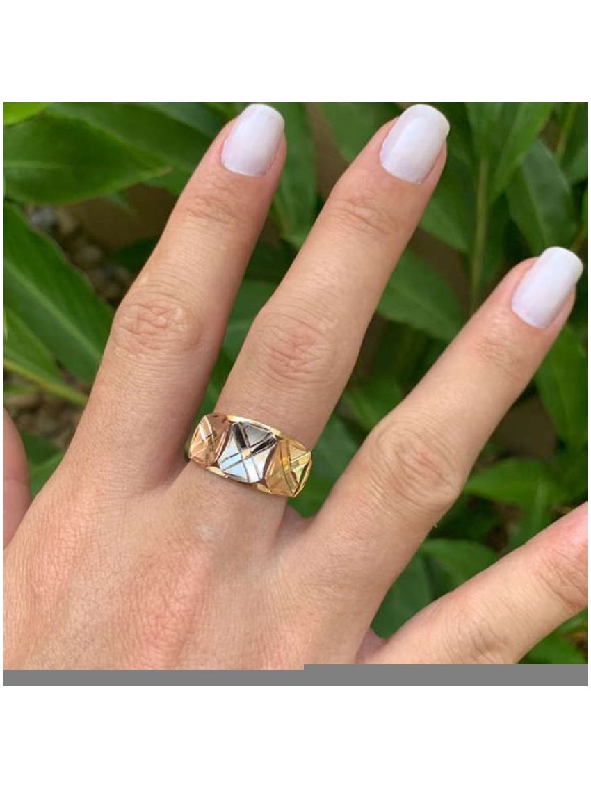 Anel de Ouro 18k Tricolor Feminino 