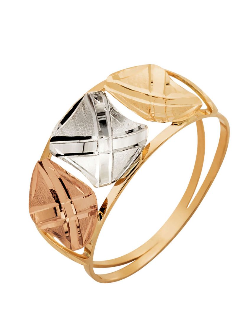 Anel de Ouro 18k Tricolor Feminino 