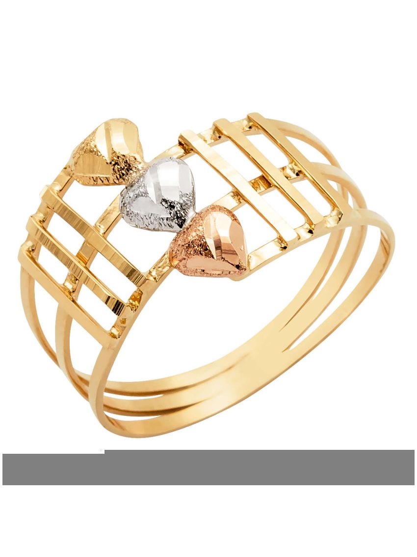 Anel de Ouro 18k Tricolor Feminino Três Amores