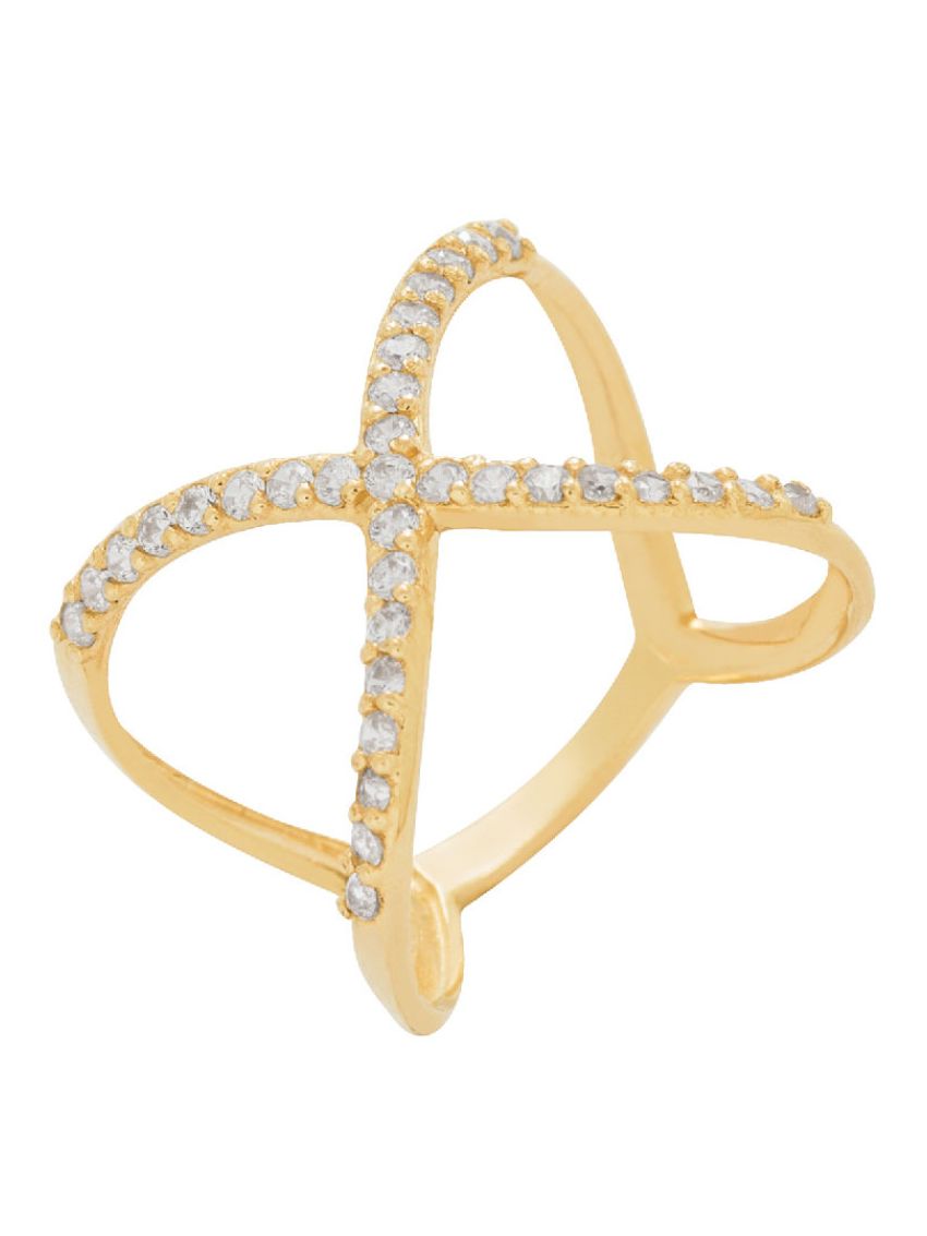 Anel Ouro 18k Falena C/ Pedras Zircônio