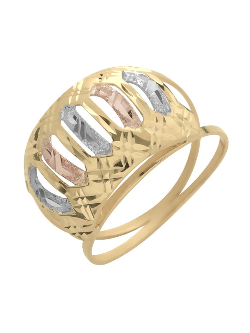 Anel de Ouro 18k Vazado Tricolor Trapelato