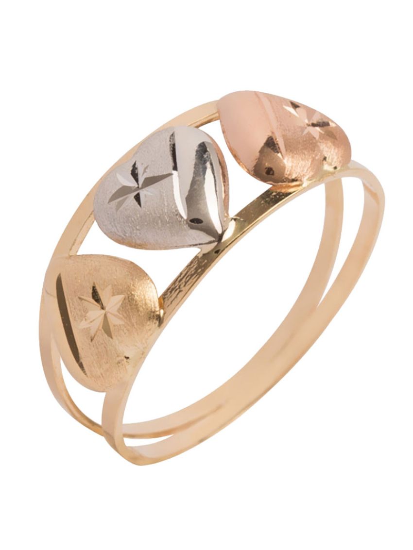 Anel de Ouro 18k 3 Corações