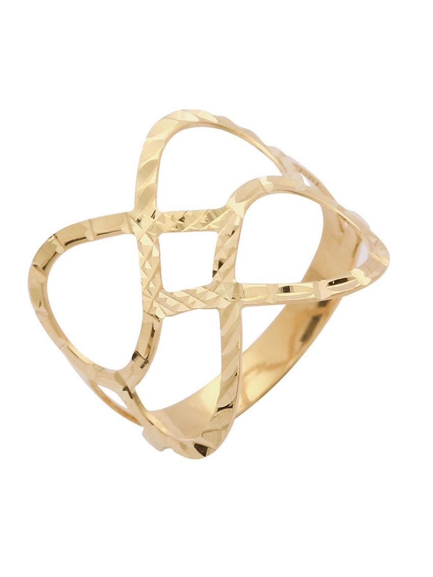 Anel de Ouro 18k Feminino Trançado com pequenos entalhes