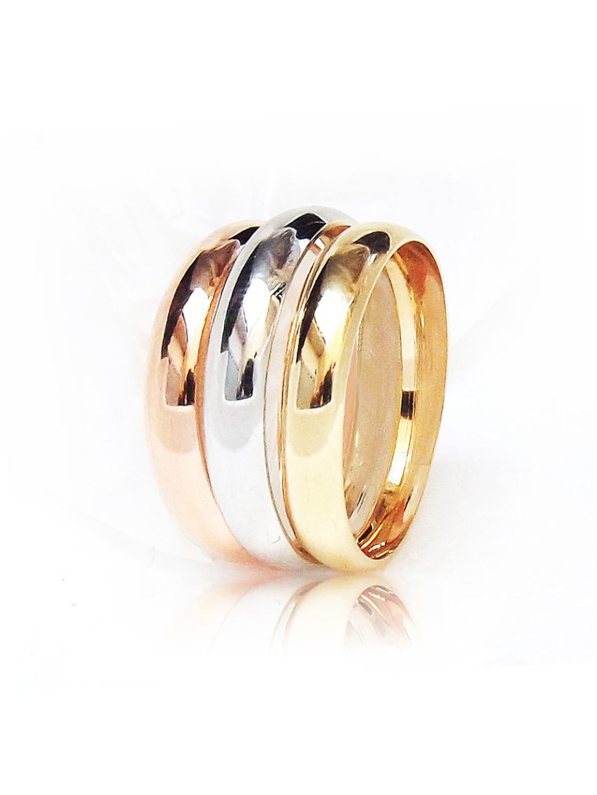 Anel de Ouro Tricolor 18k Triplo Colore