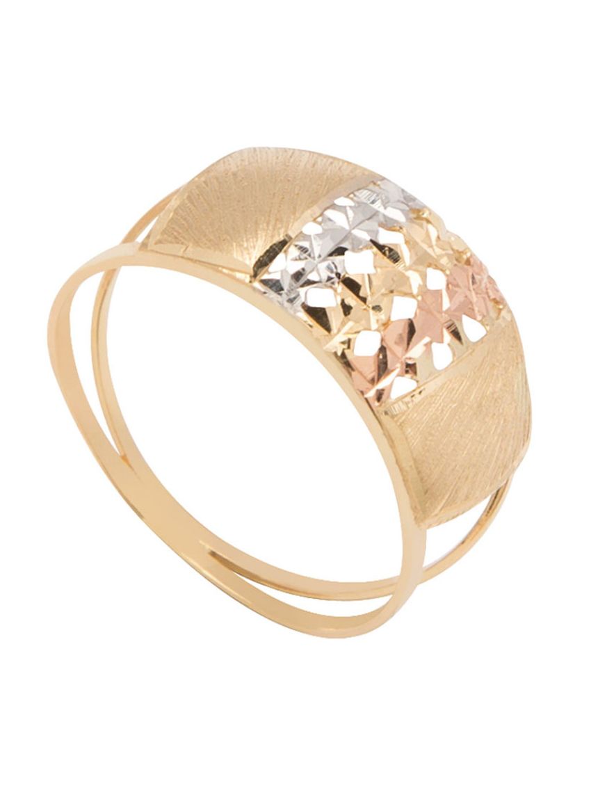 Anel de Ouro 18k Tricolor Feminino Tre Fiori