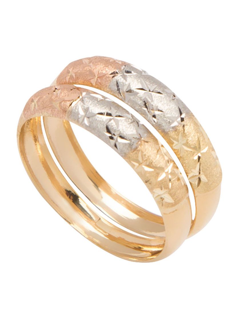 Aparador de Ouro 18k Tricolor Tre Stelle Detalhe Fosco - 2 Peças