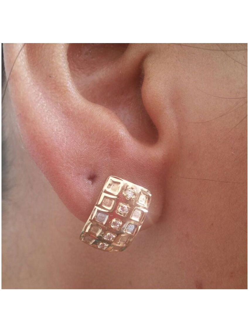 Brinco De Ouro 18k com Zircônia Colore Di Pietra