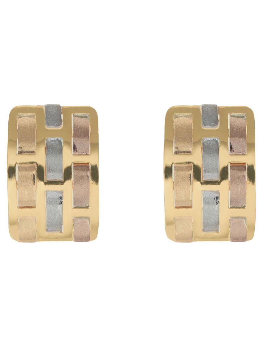 Brinco de Ouro Tricolor Entrelace