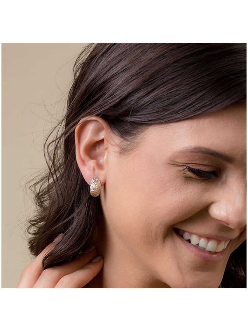 Brinco de Ouro 18k Feminino Bellezza Tricolore