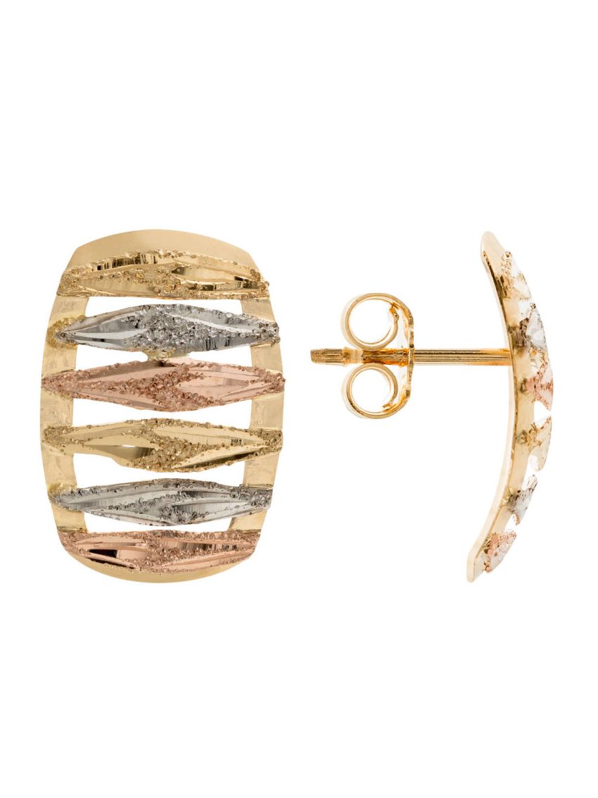 Brinco de Ouro 18k Feminino Tricolor Filary
