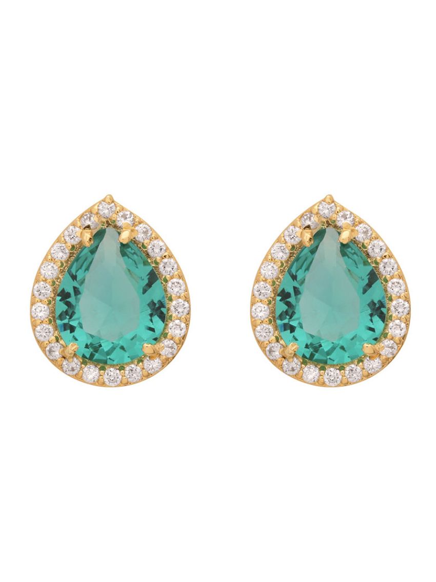 Brinco de Ouro 18k Feminino Gota Turmalina