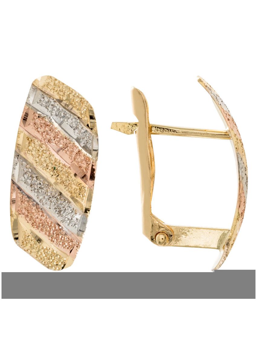Brinco de Ouro 18k Tricolor Feminino Modi