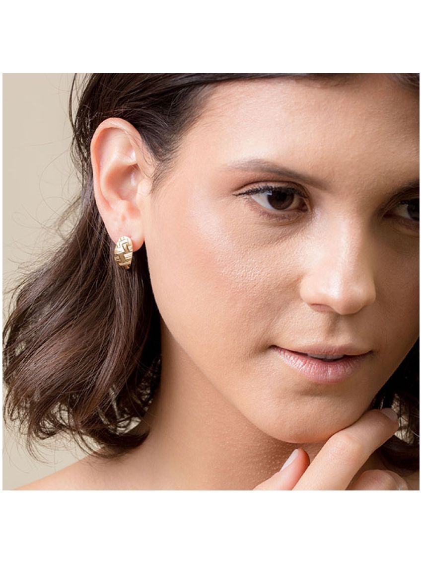 Brinco de Ouro Amarelo 18k Feminino Ovale Giallo