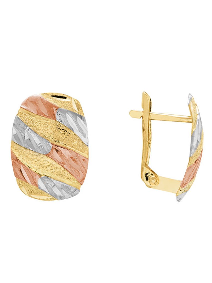 Brinco de Ouro 18k Feminino Specchio Tricolore