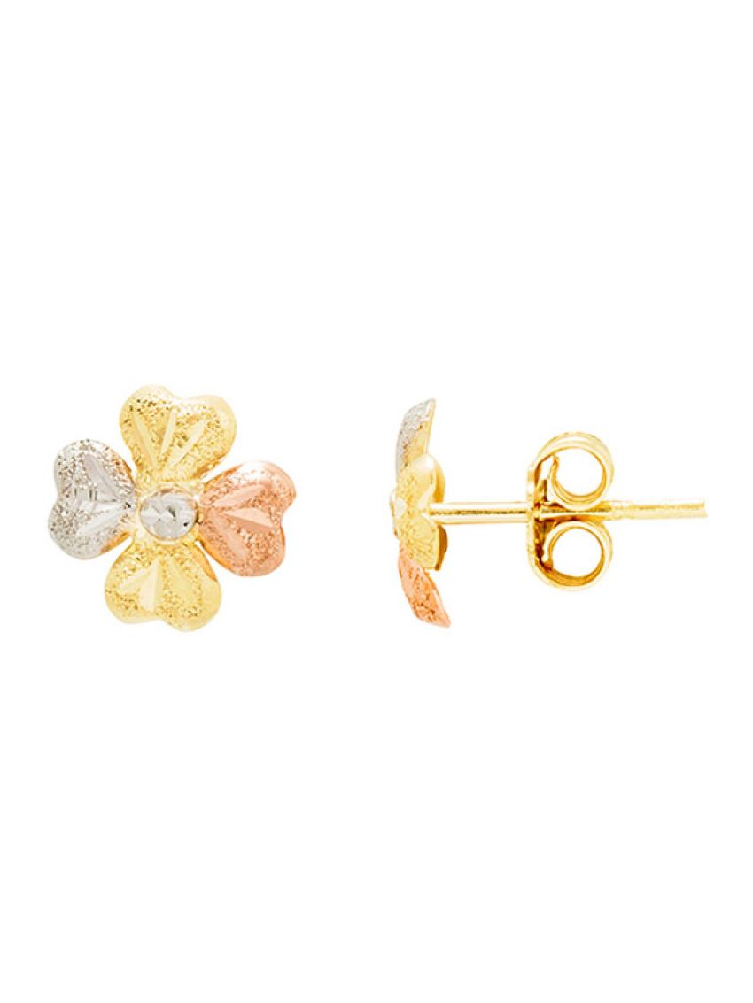 Brinco de Ouro 18k Tricolor Florzinha