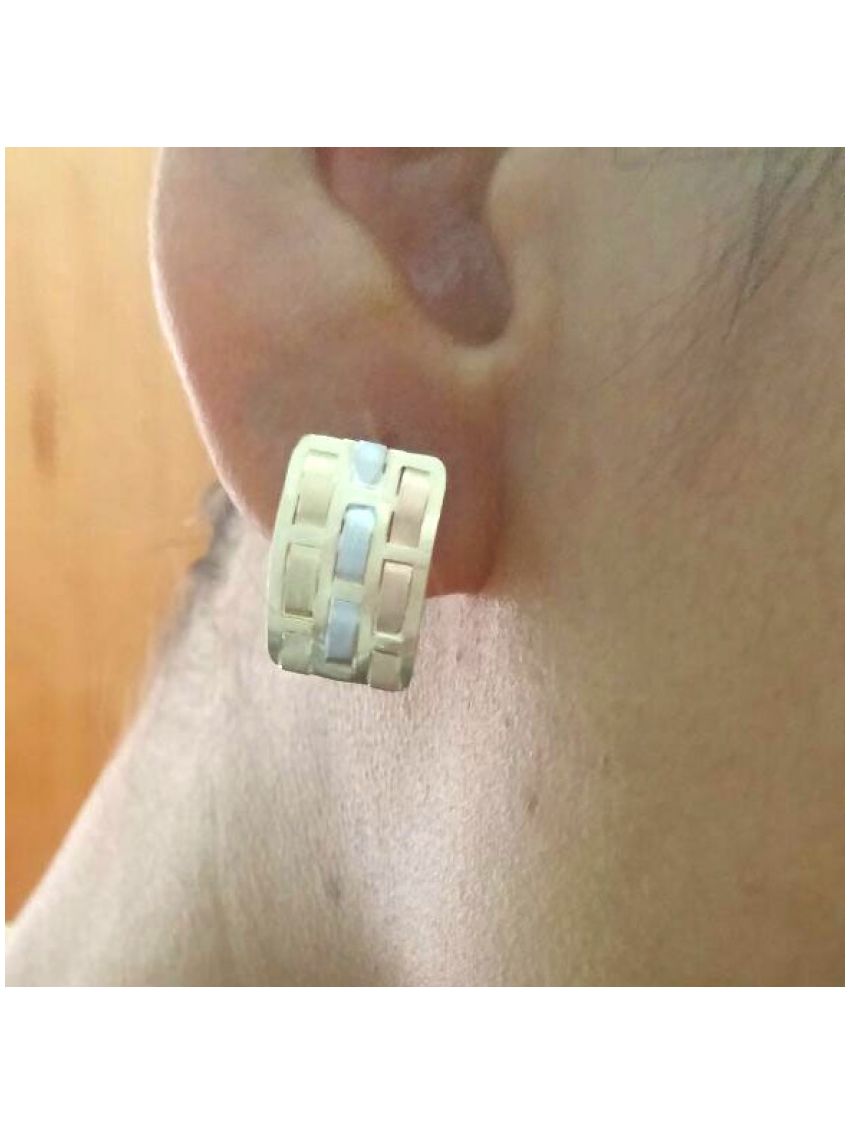 Brinco de Ouro Tricolor Entrelace