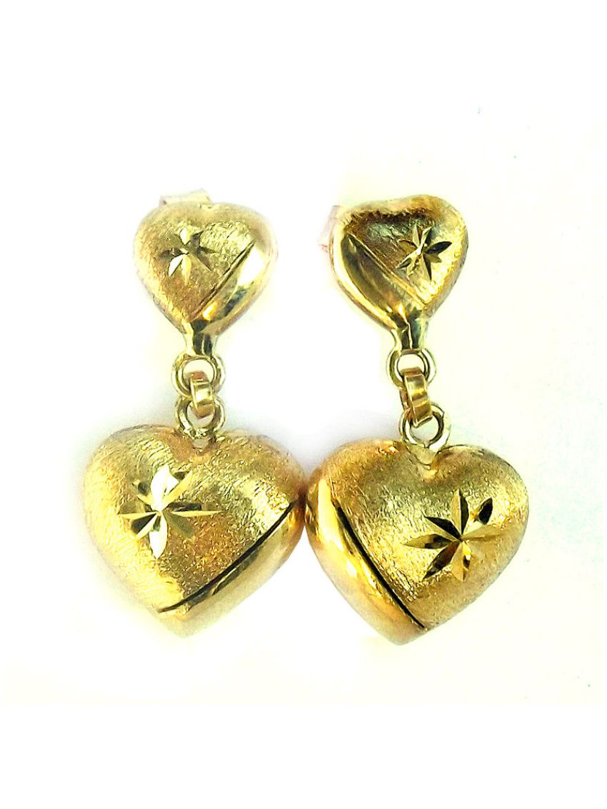 Brinco Ouro 18k Delicados Corações Feminino