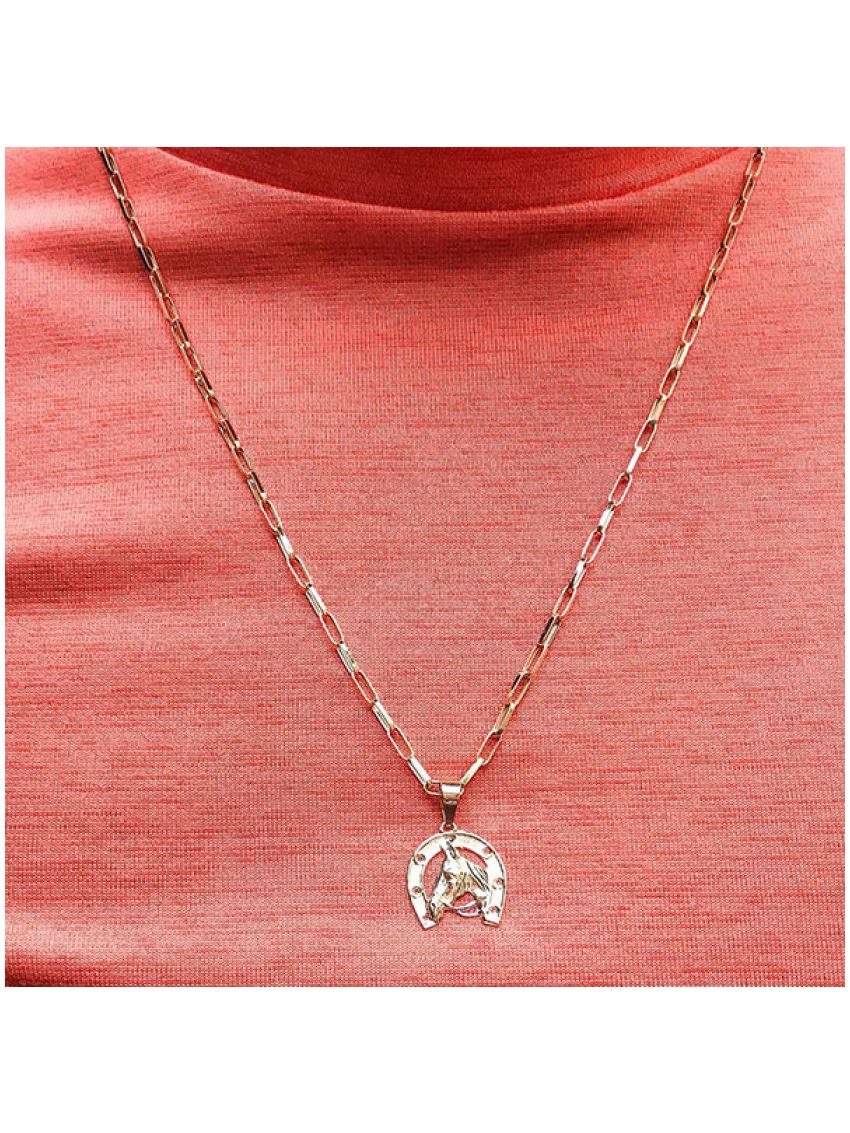 Pingente de Ouro Cavalo e Ferradura Pequeno