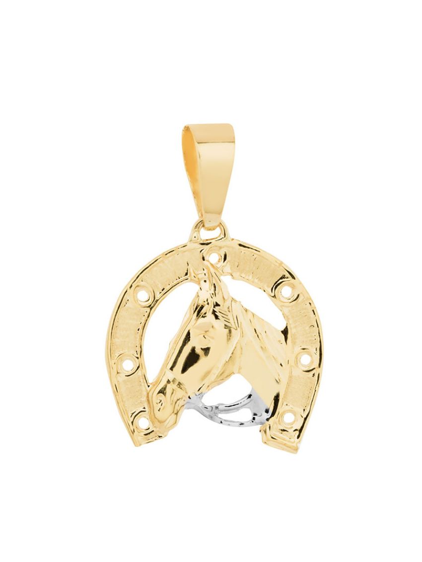 Pingente de Ouro Cavalo e Ferradura Pequeno