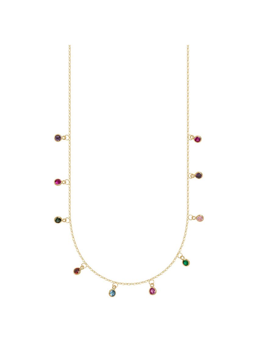 Choker de Ouro 18k Feminina com Zircônias Coloridas