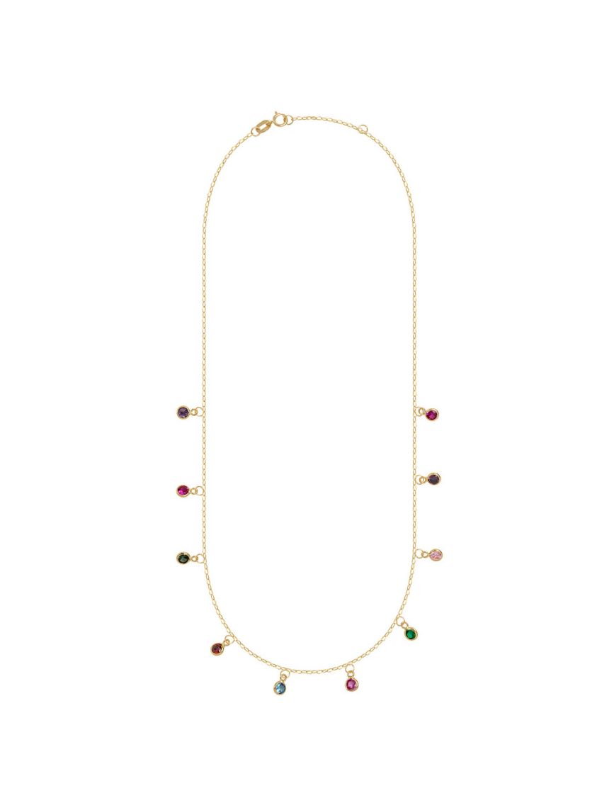 Choker de Ouro 18k Feminina com Zircônias Coloridas