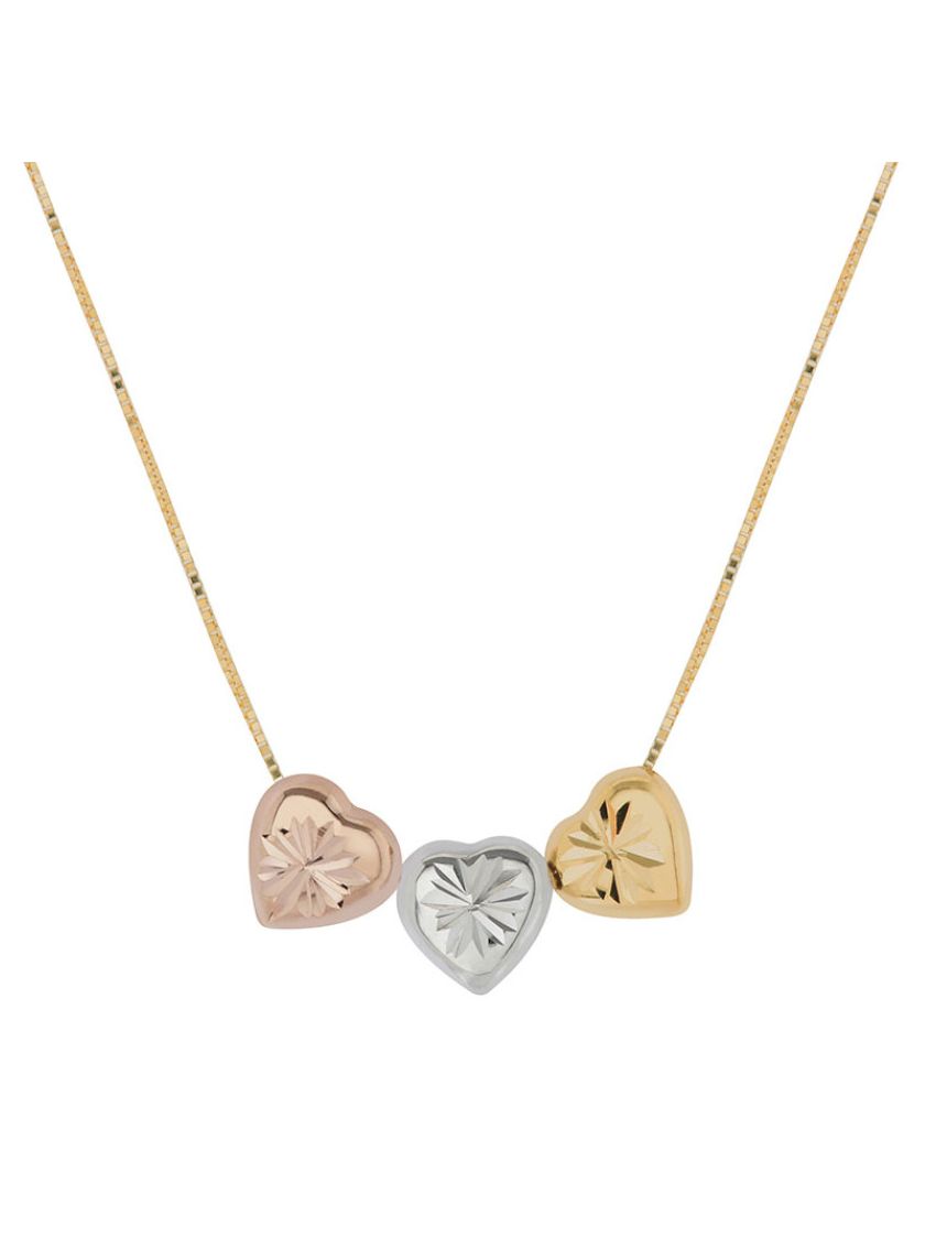 Corrente de Ouro 18k Veneziana com Pingente de Ouro 18k Coração Amarelo