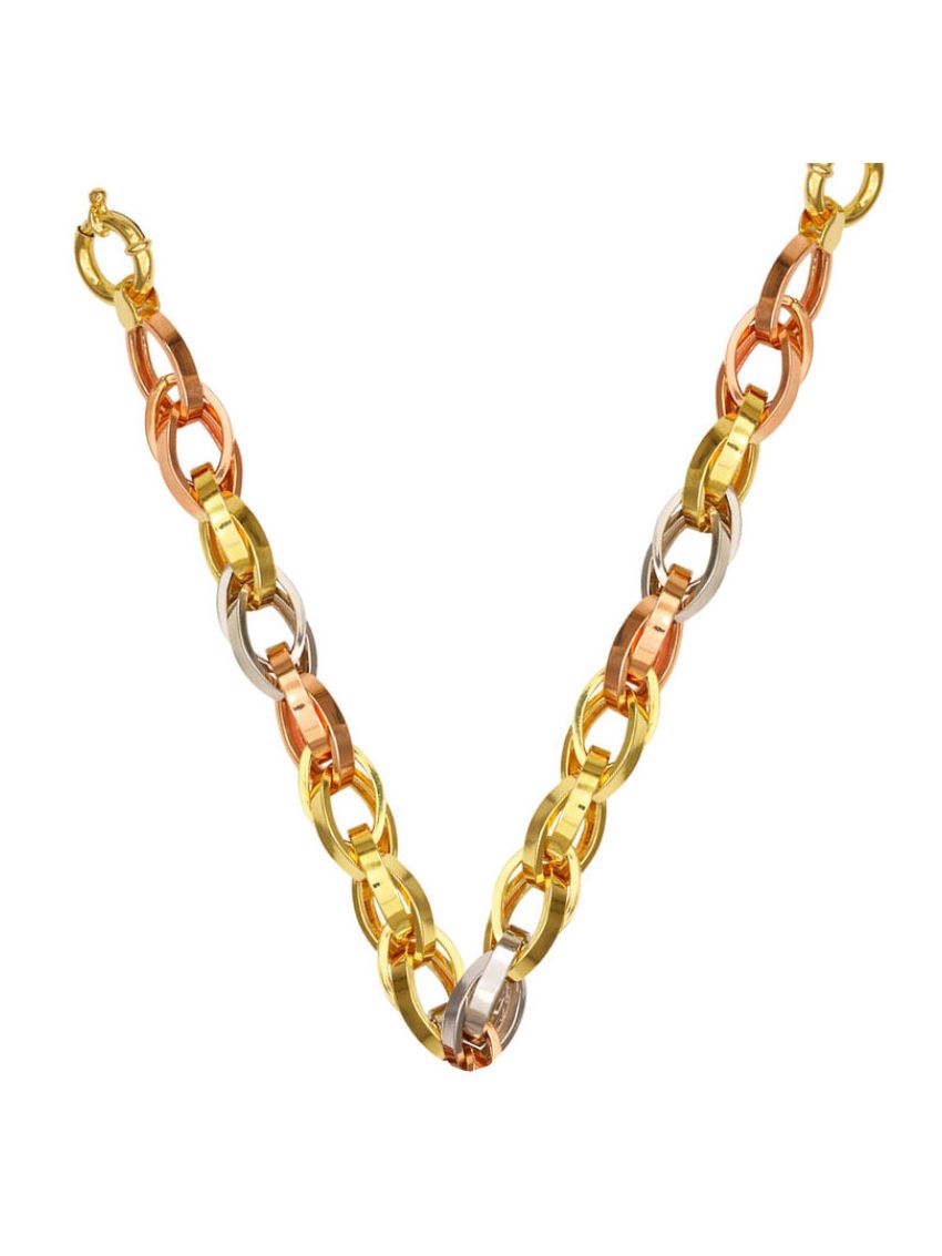Corrente de Ouro 18k tricolor Grossa Catena 45 cm 