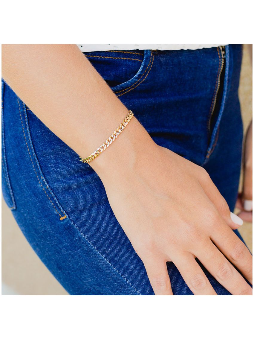 Pulseira de Ouro18k Grumet Achatada