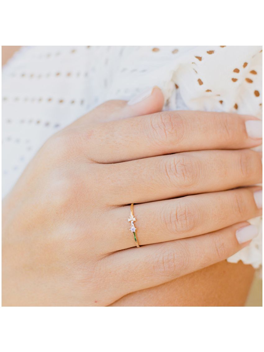 Anel Feminino de Ouro com Laço