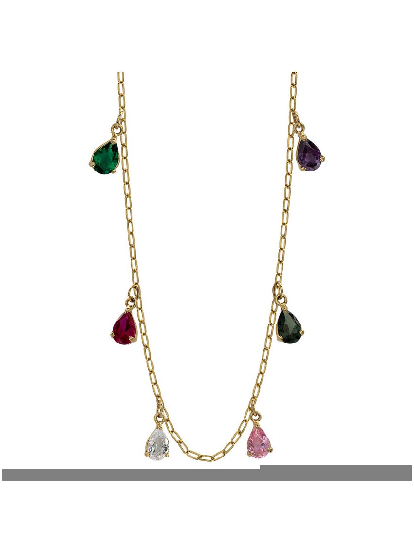 Choker de Ouro 18k Feminina com Pedras Gota