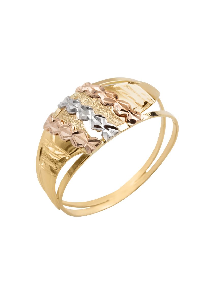 Anel de Ouro 18k Feminino Tricolor Welle