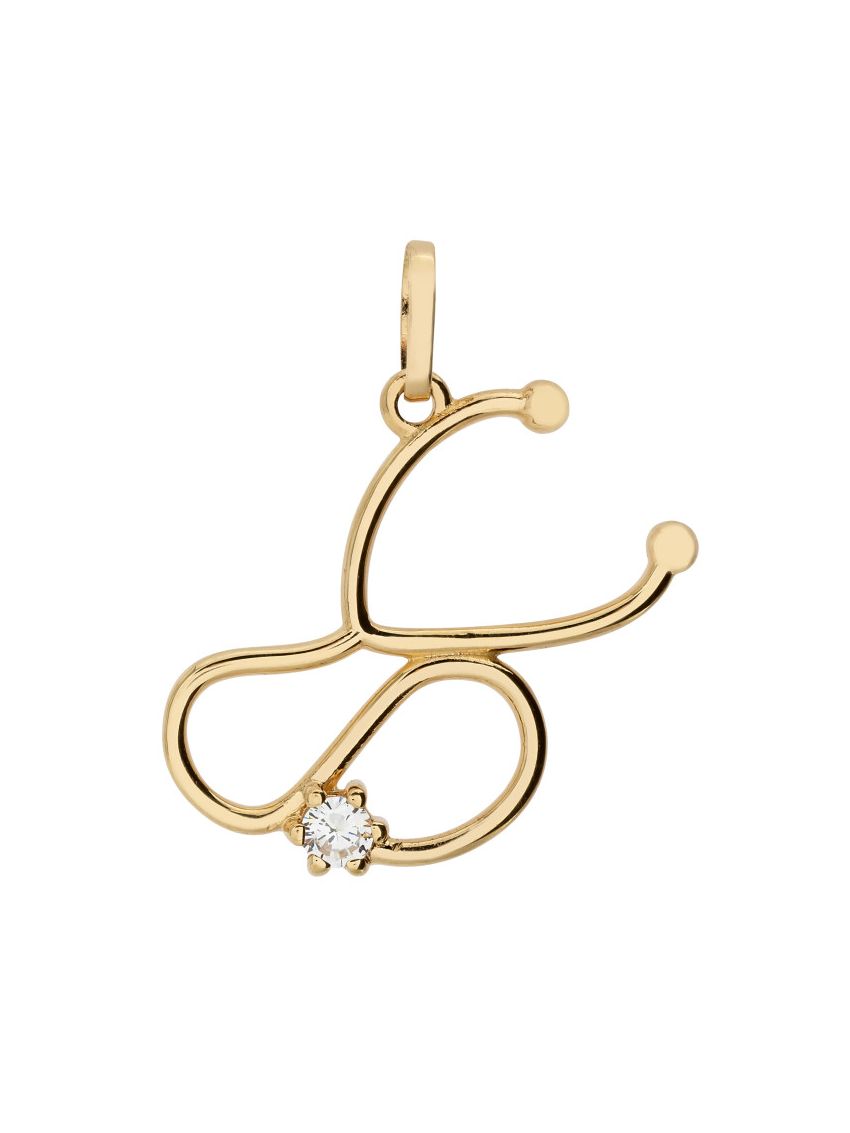 Pingente de Ouro 18k Estetoscópio com Pedra