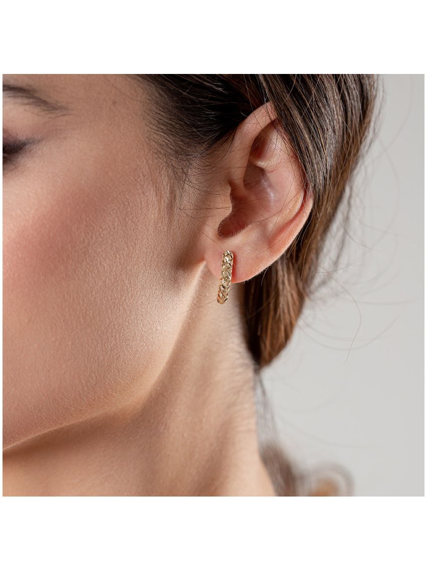 Brinco Feminino de Ouro 18k Bordado