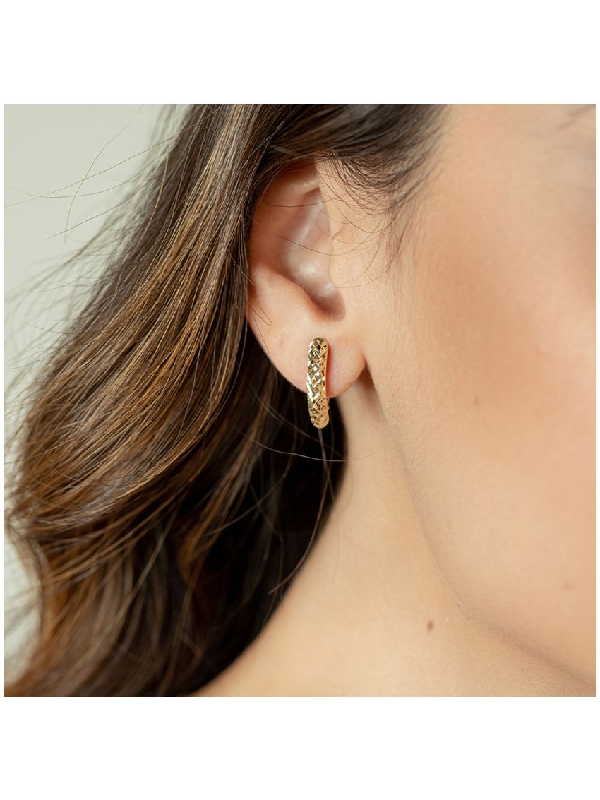 Brinco Feminino de Ouro 18k Bordado