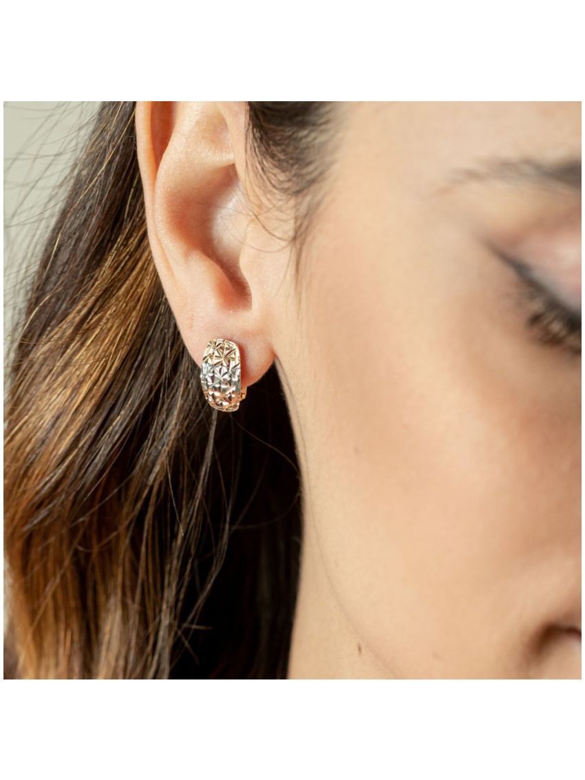 Brinco de Ouro 18k Bordado Tricolor