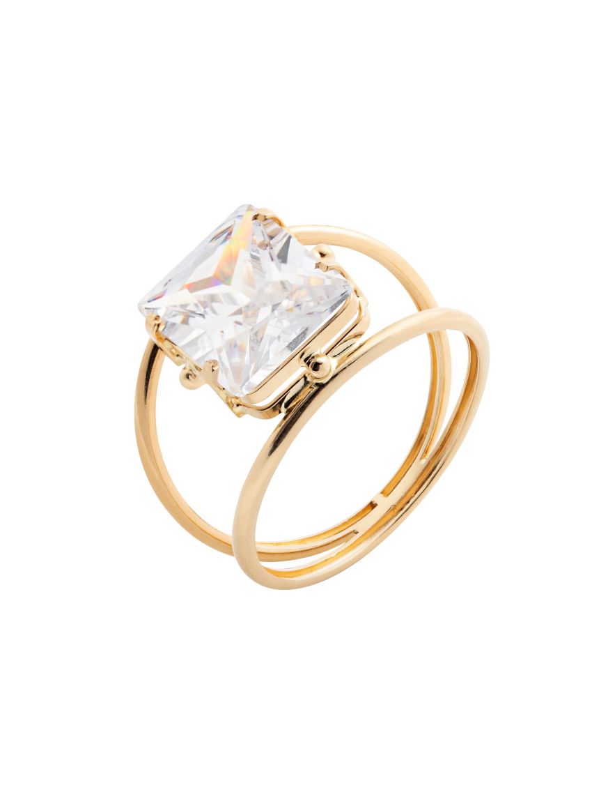 Anel de Ouro 18k Pedra Branca 