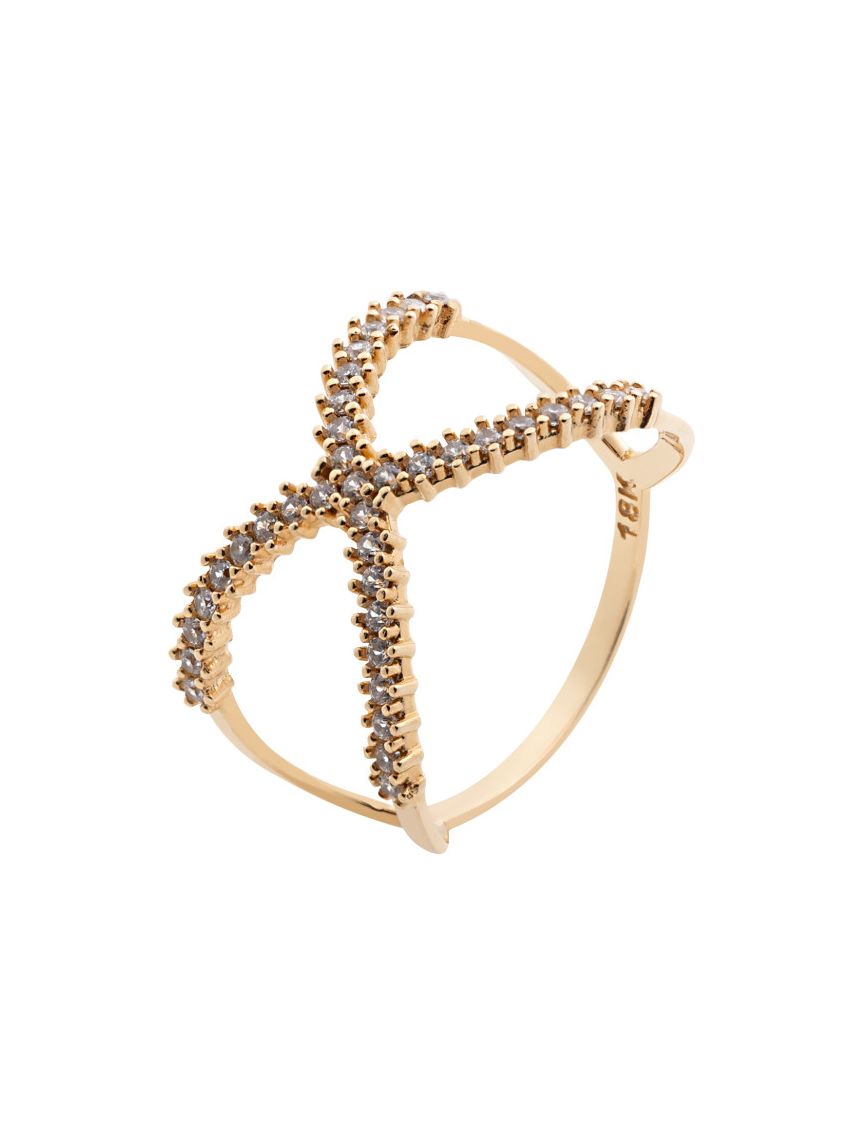 Anel de Ouro 18k X com Pedras