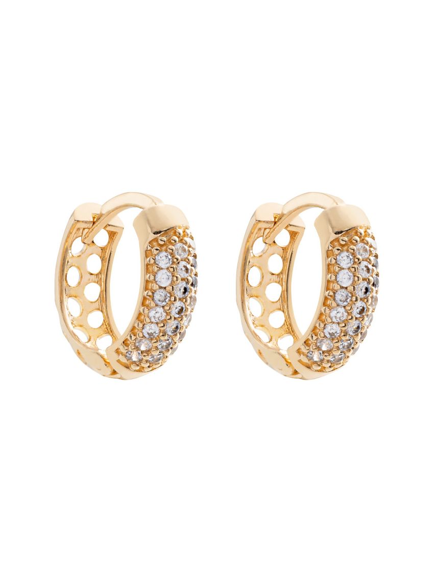 Brinco Argola de Ouro 18k com Zircônias