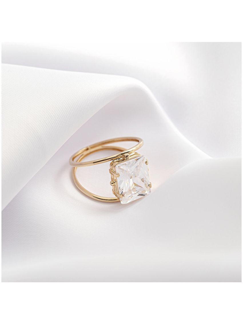 Anel de Ouro 18k Pedra Branca 