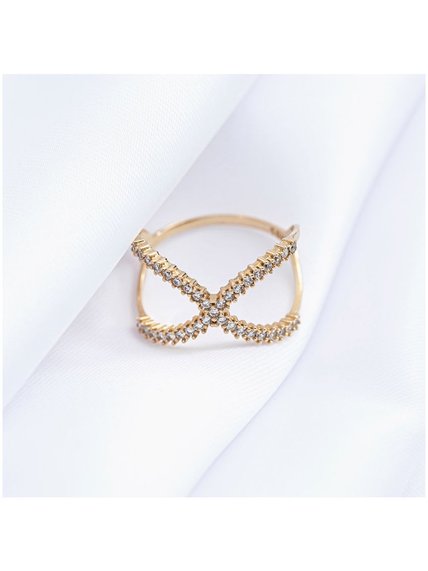 Anel de Ouro 18k X com Pedras