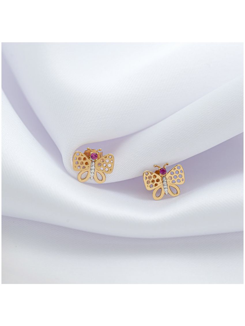 Brinco Feminino de Ouro 18k Borboleta