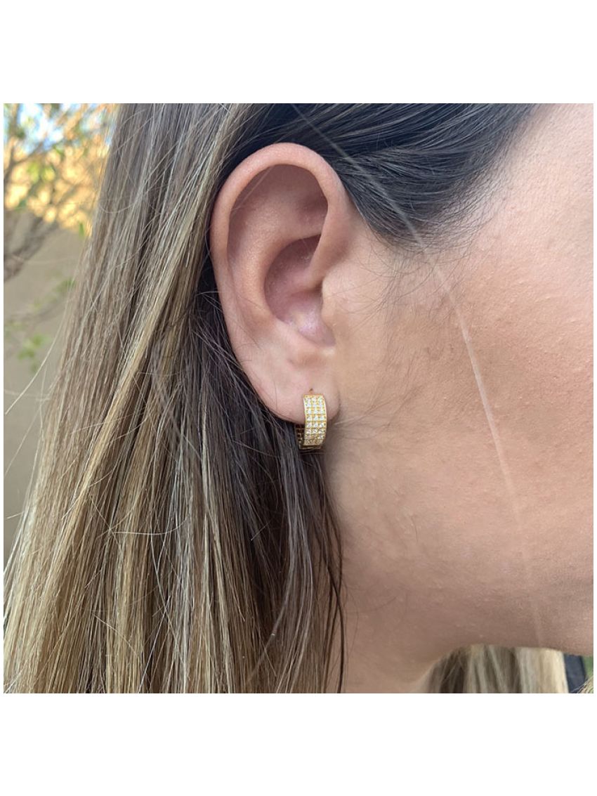 Brinco Argola de Ouro 18k com Cravação de Zircônias Grande