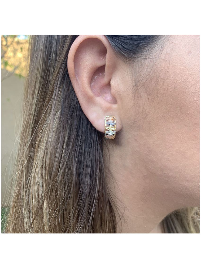 Brinco de Ouro 18k Feminino Tricolor Pace