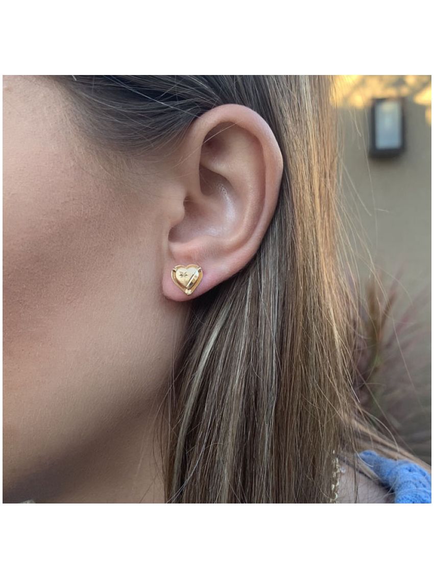 Brinco de Ouro Delicado Coração 