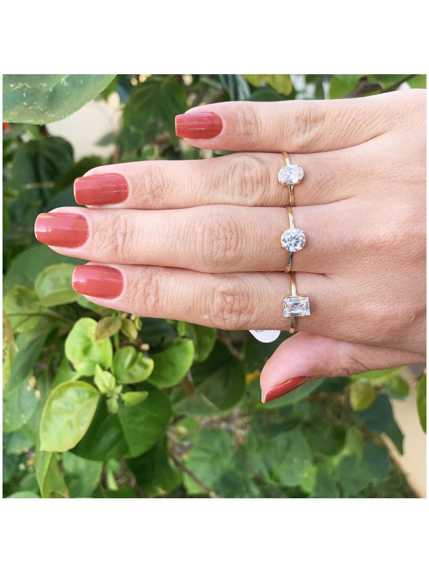 Anel de Ouro 18k Feminino Pedra Redonda 6mm