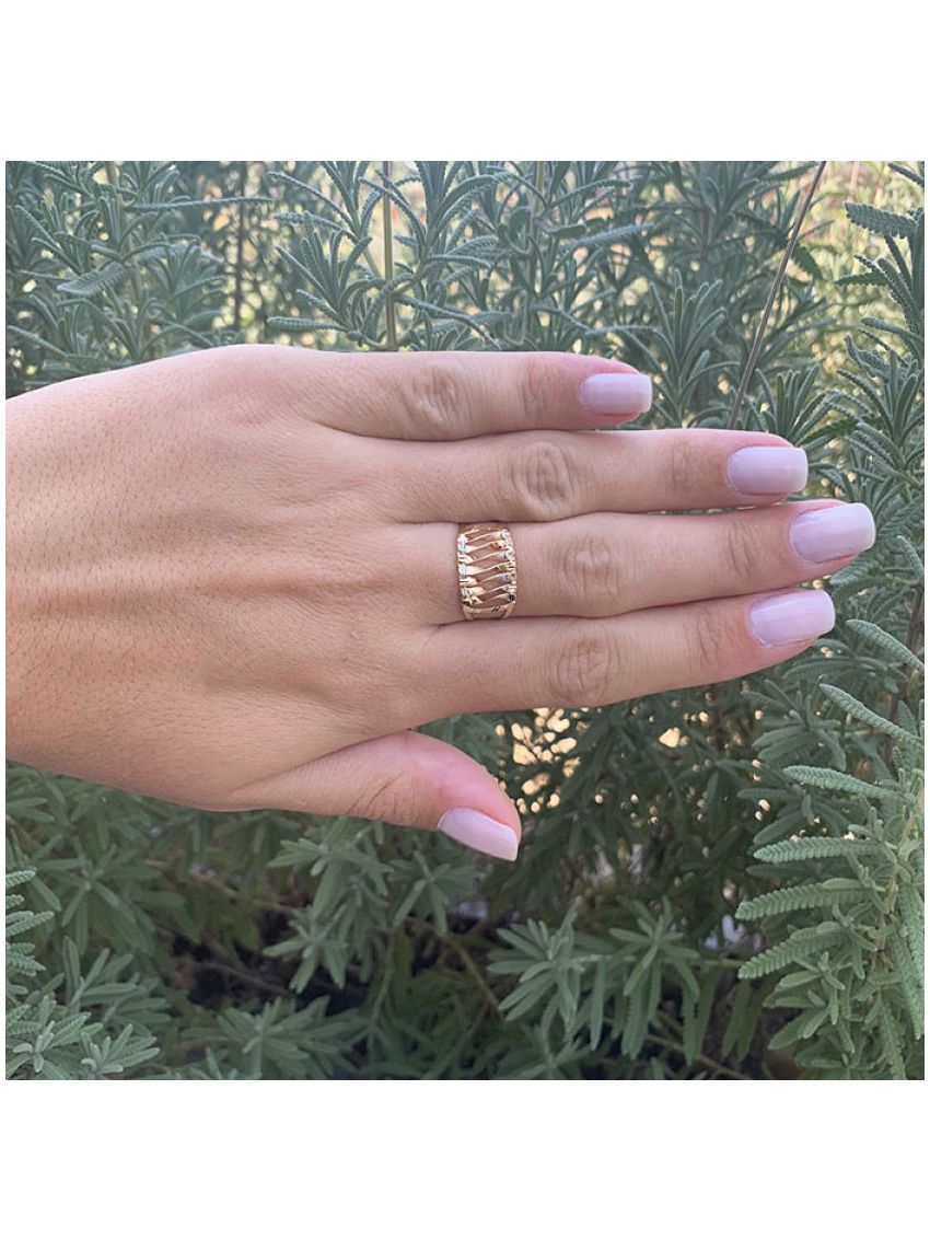 Anel de Ouro 18k Feminino Tricolor Intrecciato