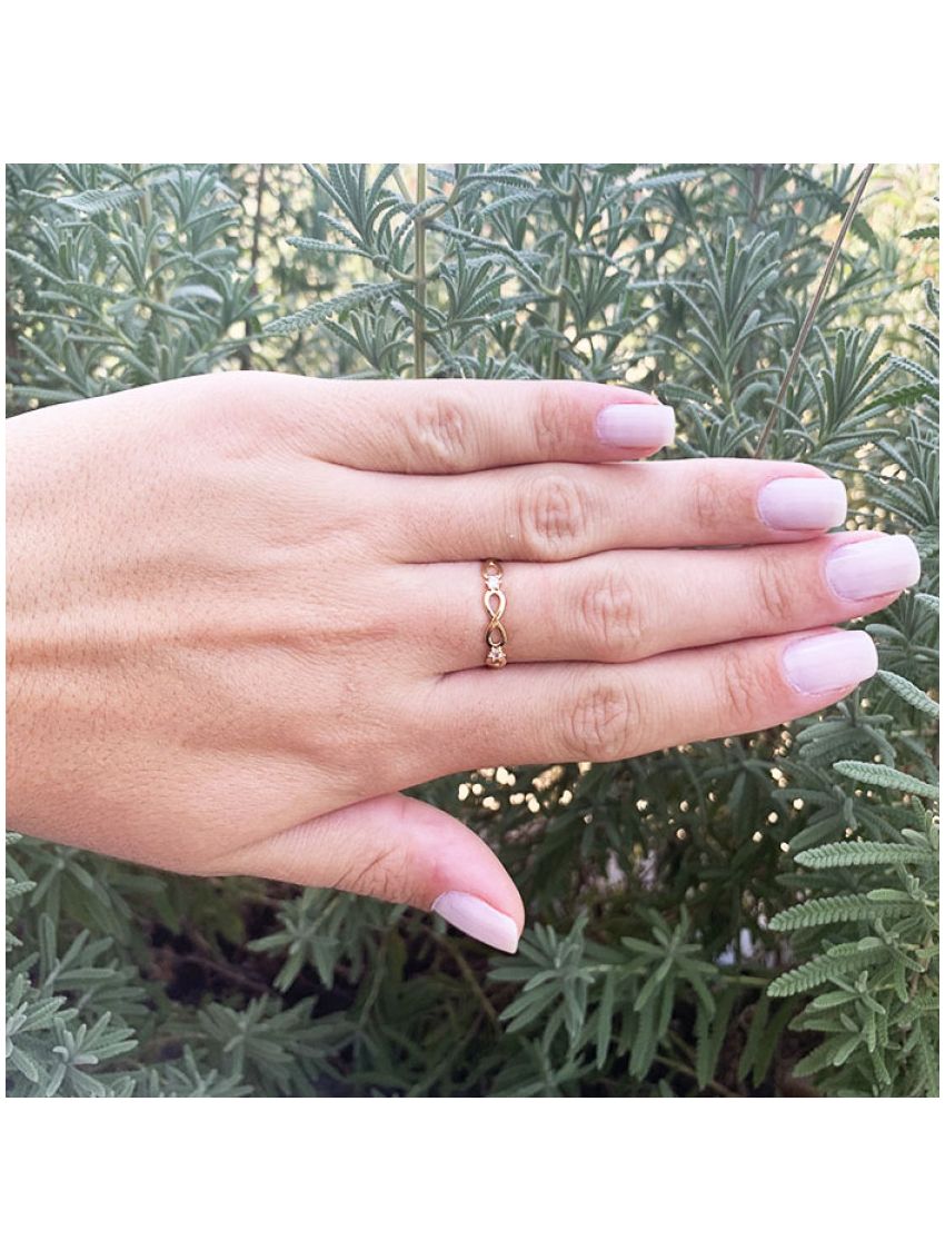 Anel de Ouro 18k  Feminino Infinito Vazado