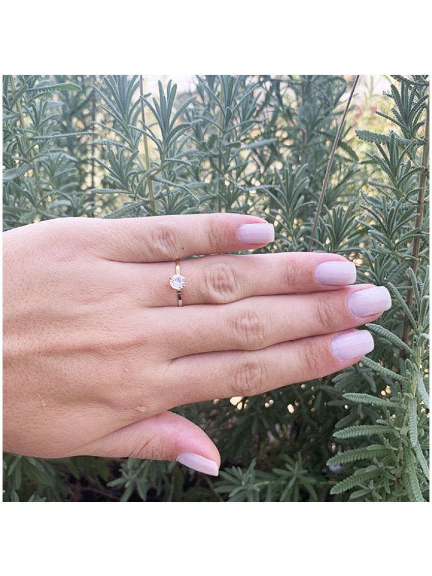 Anel de Ouro 18k  Feminino Solitário Pedra 5mm