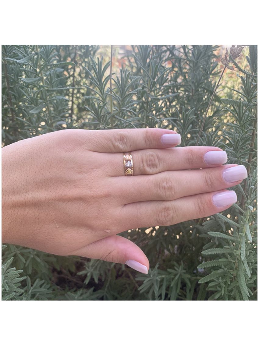 Anel de Ouro 18k Tricolor Três corações 