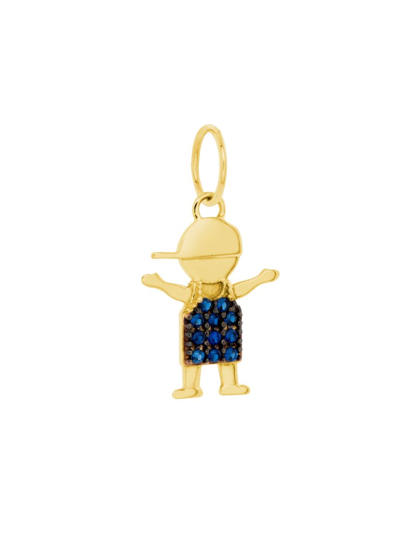 Pingente Menino Ouro 18k e Zircônia Azul